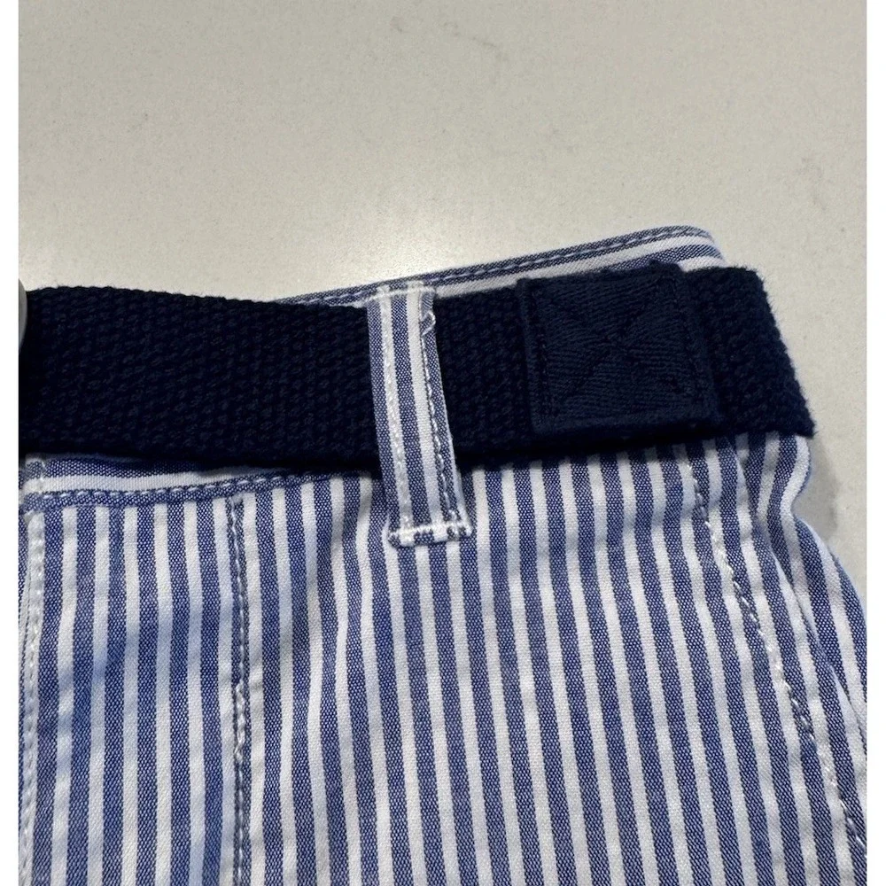 Ralph Lauren Baby 6M Seersucker Belted Pants Blue White Striped Preppy Coastal